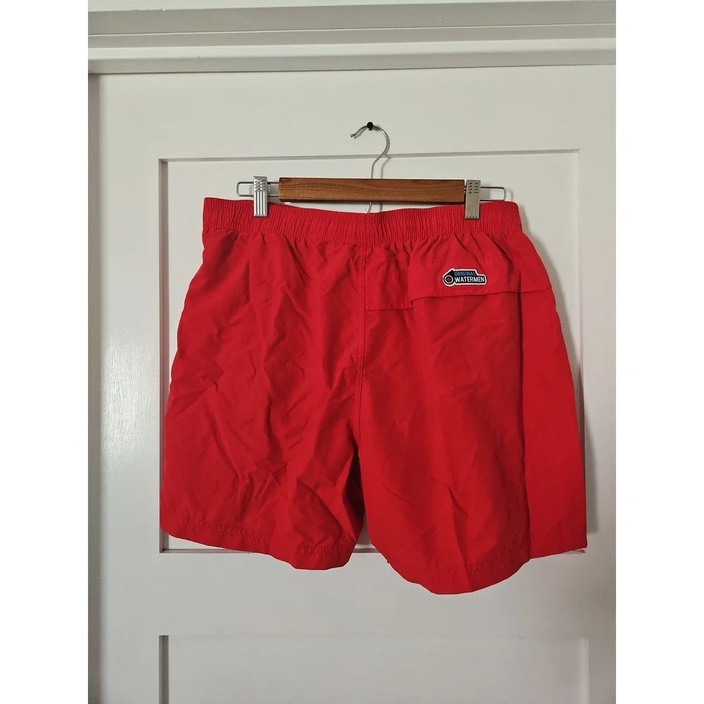 Original Watermen Men's Swim Trunks Large Red City of Miramar Aquatics Board